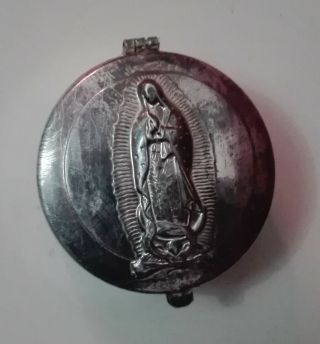 Vintage Virgen De Guadalupe Mexican Tin Box.