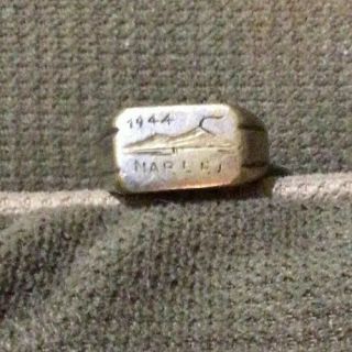 Vintage Catved Trench Art Wwii Ring 1944 About A Size 7