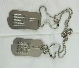 Pair Wwii Us Marine Corps Id Dog Tags W753437 Bt - A P On Chain