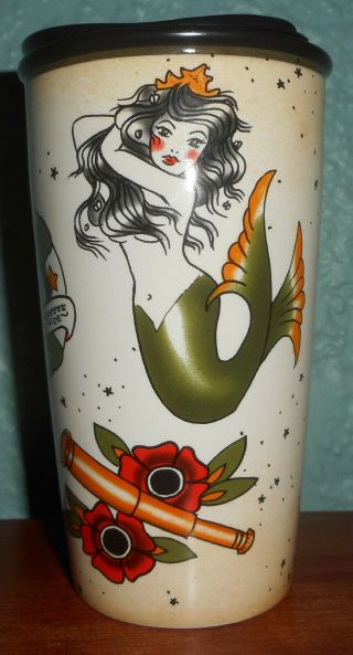 Starbucks Coffee Mermaid Siren Sailor Tattoo Ceramic Double Wall Tumber Mug