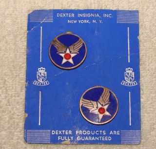Set Of Wwii Us Army Air Corps Usaaf Hq Distinctive Insignia Dis - On Card