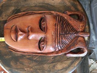 African - Mask Tribal Hand Carved Wood Wall Decor,  10 " Tall