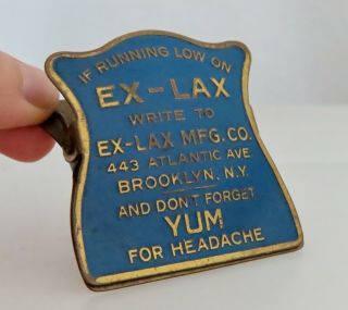 Ex - Lax Vintage Antique Advertising Brass Paper Clip - 80954