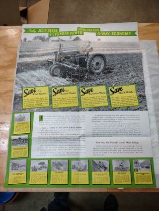 1938 John Deere Model A & Model B & Model G Tractor Fold Out Sales Brochure