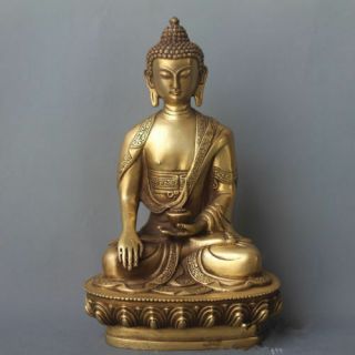 7.  8 Inch/the Ancient Chinese Sculpture Gold - Plated Copper Statue Of Buddha Had