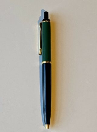 Vintage Pelikan Ballpoint Pen Green and Black with Gold Trim Germany 2