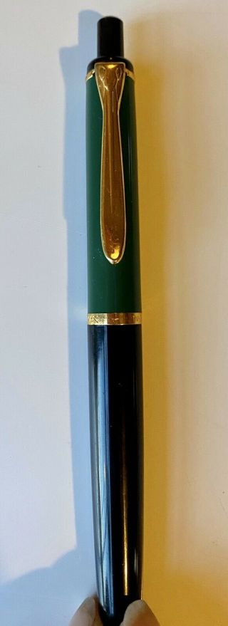 Vintage Pelikan Ballpoint Pen Green and Black with Gold Trim Germany 3