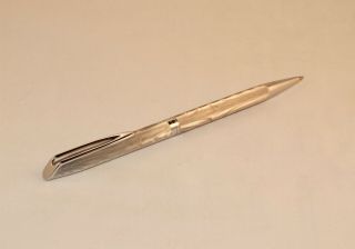Vintage Waterman C/f Silver Moire Ballpoint Pen - Chrome Plated - Near