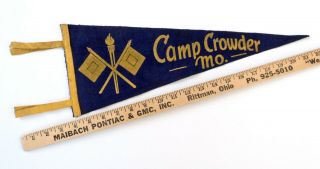 Vintage Wwii Us Army Signal Corps Camp Crowder Felt Pennant
