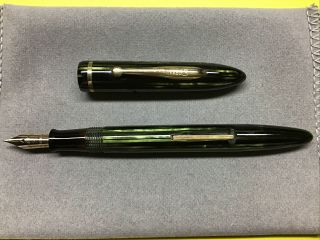 W.  A.  Sheaffer Green Striated Balance Fountain Pen Restored, .
