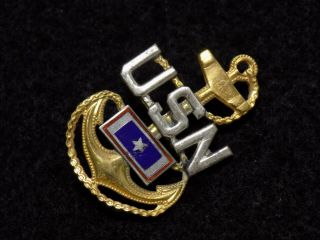 Wwii - Era Us Navy Petty Officer Anchor 2 " Sterling Insignia Son - In - Service Badge
