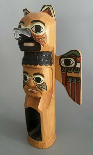 Hand Carved Northwest Coast Wood Totem Pole Carving