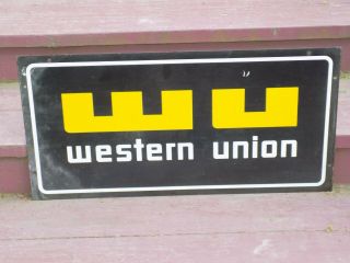 Western Union Double Sided Metal Sign