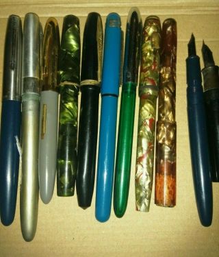 Box of Vintage Fountain Pens and Parts for spares and repairs 2
