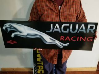 Jaguar Racing Sports Car Gas Oil Sign Large
