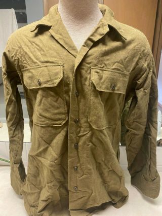 Ww2 Us Army Wool Uniform Shirt - Size 15 1/2 X 34