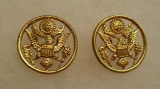 Rare Early Pair Wwii Unassigned Officer Brass 1 " Diam Acid Test Mark Clutch Back