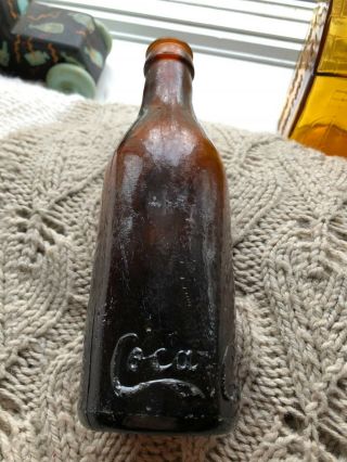 Blown Crown Top Amber Coca Cola Bottle Cincinnati Ohio.  1890 