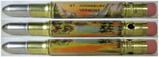 Restored Vintage Bullet Pencil - St.  Johnsbury,  Vermont (mountain Sunset) Ef1414