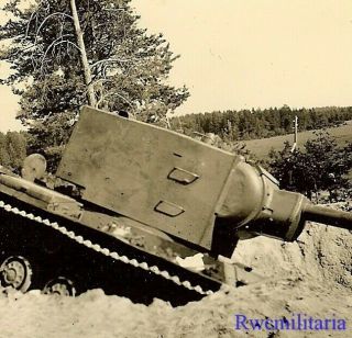 Beast German View Of Abandoned Russian Kv - 2 152mm Gun Armed Panzer Tank
