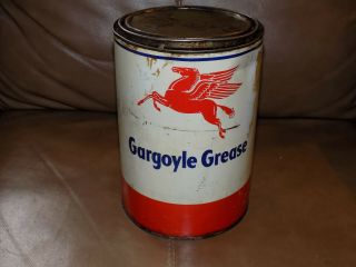 Gargoyle Pegasus Mobil Grease 5 Pound Can with Grease still in it 3