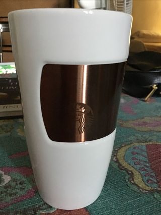 Nwt Starbucks Copper Colored Band Mugs Set Of 6