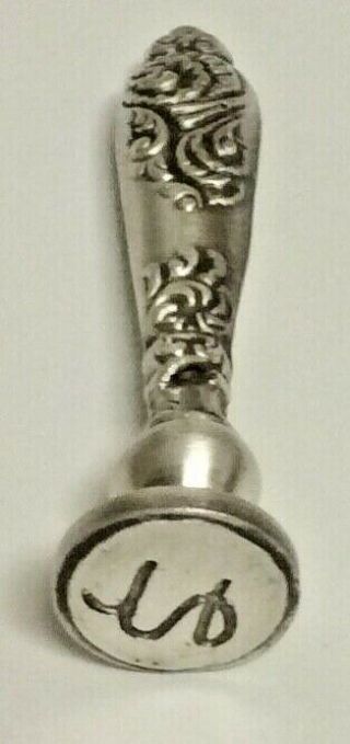 Antique Ornate Sterling Silver Handle Wax Seal