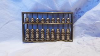 Vintage Small Brass Abacus 3 3/8 In X 1 7/8 In Heavy