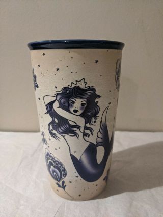 Starbucks 2016 Sailor Edition No Lid Mermaid Siren Tattoo Ceramic 12oz Tumbler