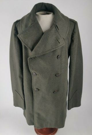 Wwii Ww2 Usmc Marine Corps Heavy Wool Trench Coat Overcoat Dated 1941 Named