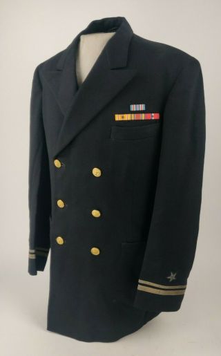 Wwii Ww2 Us Navy Usn Lt Jr Grade Named Officer Tunic W/ Ww2 Ribbons Dated 1944
