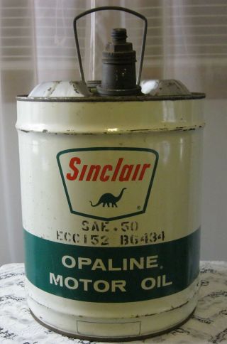Vintage Sinclair Oil Can 5 Gal Opaline Motor Oil Sae 50 Ecc152 B6434 Barn Find