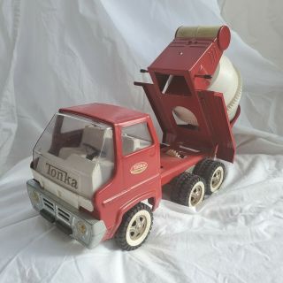 Vintage Tonka Steel Cement Mixer Toy Truck - Red