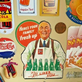 Vintage 7up Cola Cardboard Store Display Easel Sign Minty 1948 Soda Fountain