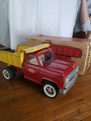 Vintage 2315 Pressed Steel Farm Tonka Dump Truck Toy W/ Box
