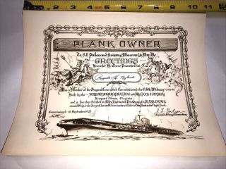 Us Navy Uss Midway Plank Owners Certificate Signed Wwii 1945 8” X 10” Orig