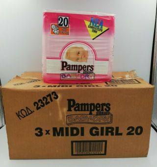 Vtg Pampers Phases Baby Dry 20 Plastic Diapers 4 - 9kg - 9 - 20 Lbs,  Factory Box