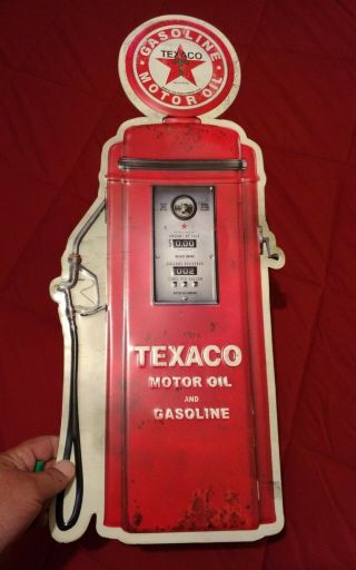 Collectible Metal Texaco Gas Station Gasoline Pump Sign Garage Shop Wall Decor