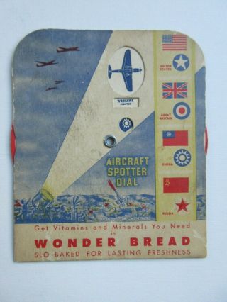 Wwii Wonder Bread Aircraft Spotter Dial Guide Axis & Allies Us Advertising