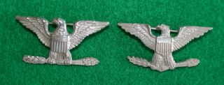 2) Wwii Meyer Shold R Form Sterling Silver Usmc Us Army Colonel Eagle Pins