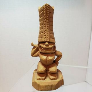 Tiki Hand Carved Wood Totem Pole Figurine Approx.  7 " Tall Statue