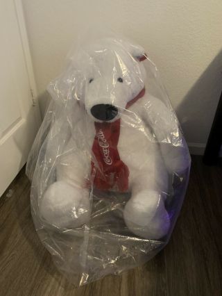 Giant Christmas Coca Cola Polar Bear Plush Stuffed Animal 30 " Fast Ship