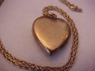 Vintage WWII Sweetheart LOCKET Necklace U.  S.  Army Goldtone Empty Heart Jewelry 2