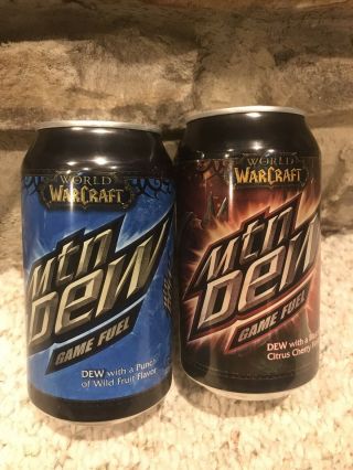 Two World Of Warcraft Mountain Dew Game Fuel Cans - Wow Mtn Dew Soda