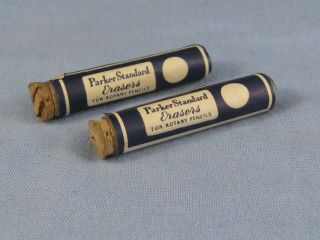 X4 Vintage Parker Rotary Pencil Eraser Rubber Spare Refills In Glass Tube