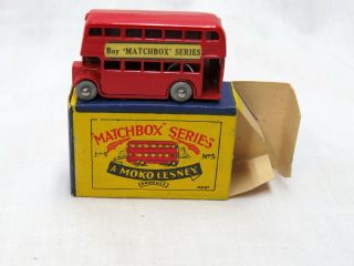 Vintage A Moko Lesney Matchbox Series No 5,  London Bus,  Box