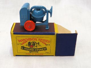 Vintage A Moko Lesney Matchbox Series No 3,  Cement Mixer,  Box