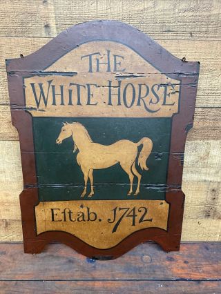 White Horse Scotch Whiskey Advertising Tavern Restaraunt Bar Wooden Sign 26x18