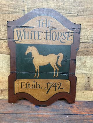 White Horse Scotch Whiskey Advertising Tavern Restaraunt Bar Wooden Sign 26x18 2