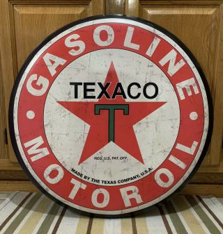 Texaco Gasoline Motor Oil Metal Sign Garage Vintage Style Wall Decor Tools Gas